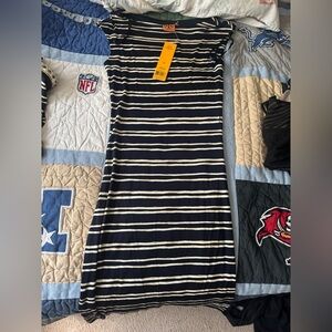 Tory Burch Kalvin Striped Navy and White Dress